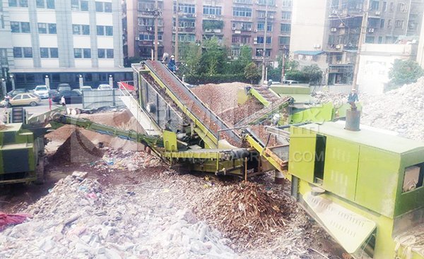 图为湖南长沙燕山街建筑垃圾资源化利用项目现场