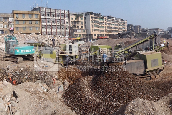 湖南湘潭建筑垃圾粉碎现场现场